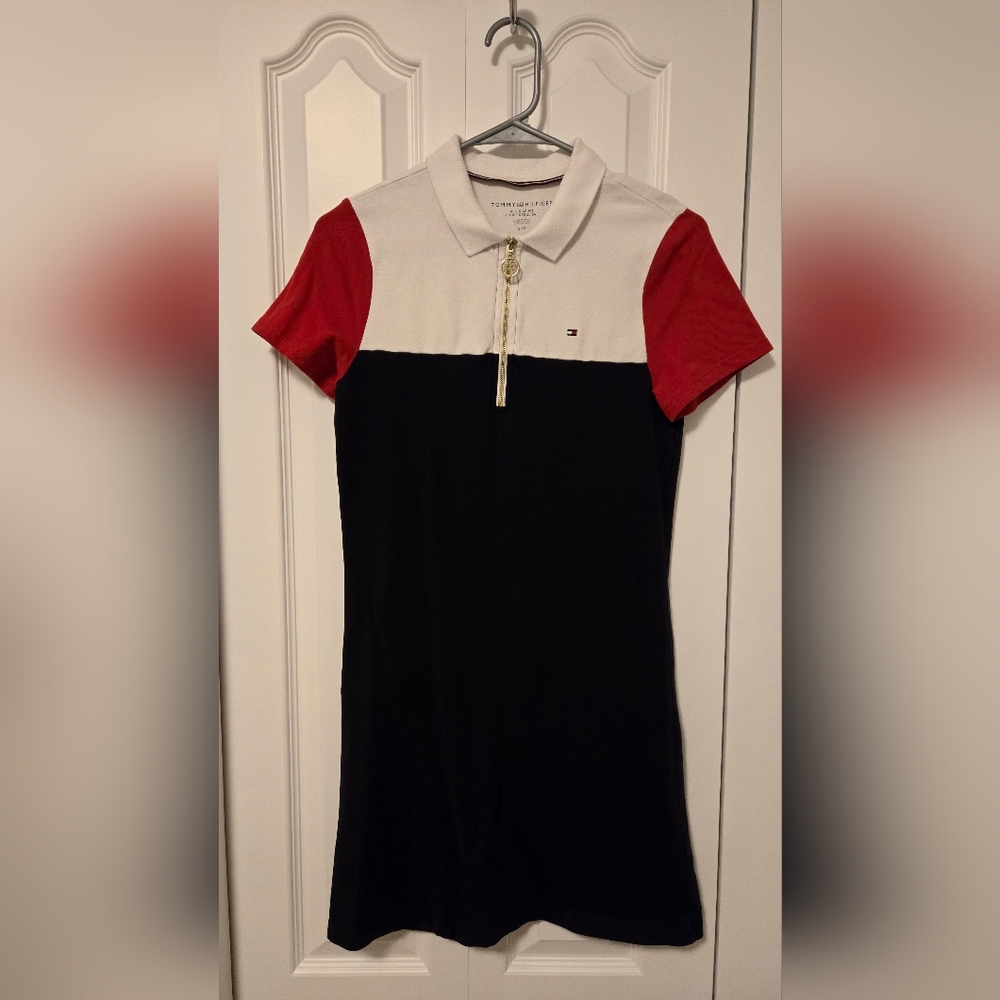 Tommy Hilfiger Red/White/Navy Polo with Gold Zipper